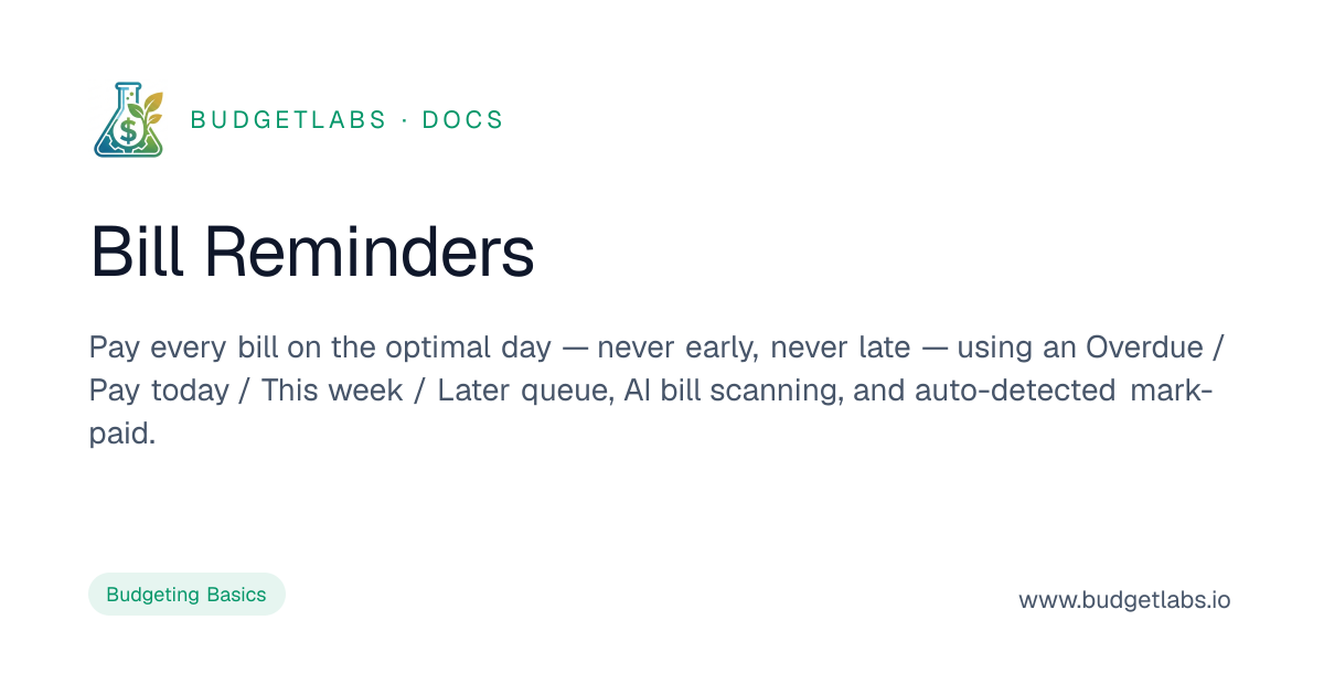 Bill Reminders — BudgetLabs Docs