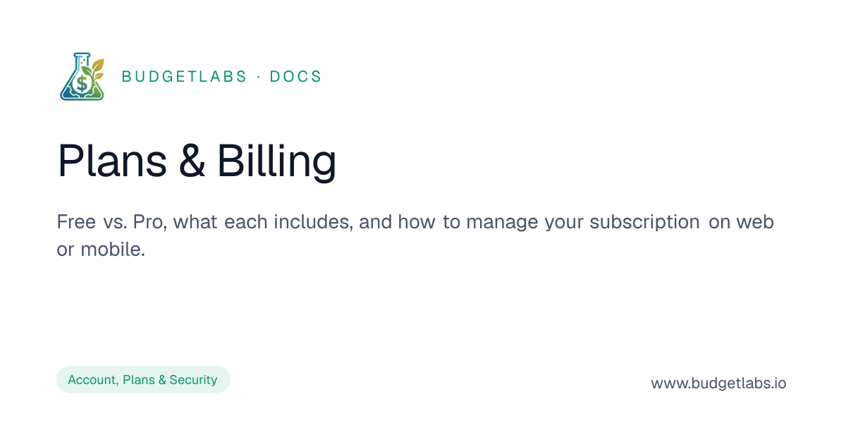 Plans & Billing — BudgetLabs Docs